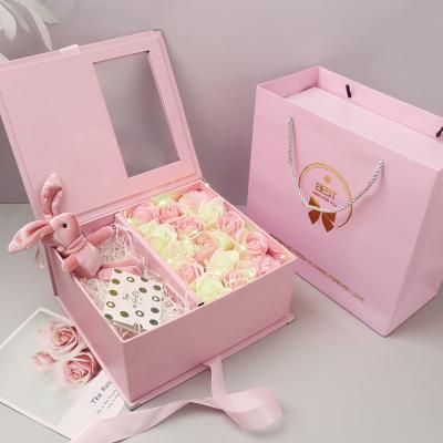 China Factory Wholesale Recyclable Custom Shape Ribbon Bow Square Gift Box Packaging for sale