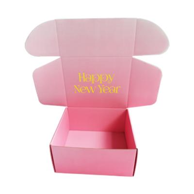 China Custom Recycled Materials Logo Cardboard Cartons Shipping Mail Pink Clothing Packaging Mailing Shoes Corrugated Packaging Box for sale