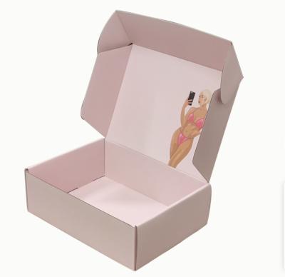 China Custom Recycled Logo Airplane Pink Corrugated Cardboard Materials Cardboard Gift Boxes Paper Shipping Packaging For Clothes Shirt Pants Dress for sale