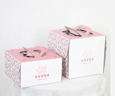 China Recyclable Custom Printed Tall White Corrugated Paper Cake Packaging Box With Handle for sale