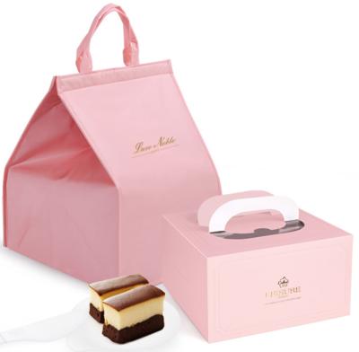 China Recyclable Custom Cheesecake Box Food Packaging Sweet Box With Handle for sale