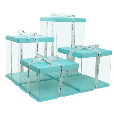 China Custom Recyclable Wedding Cake Box With Lid Transparent High Quality Packaging Window Wholesale Cake Boxes for sale