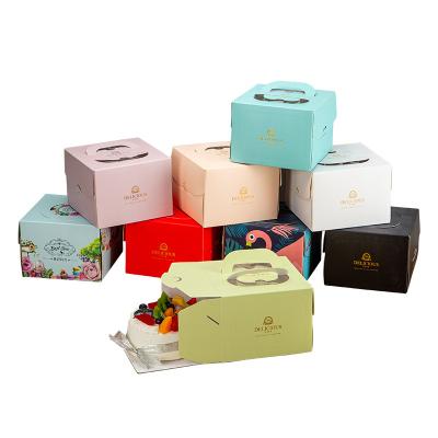 China Recyclable Custom Printed Cardboard Paper Cake Box With Window / Handle for sale