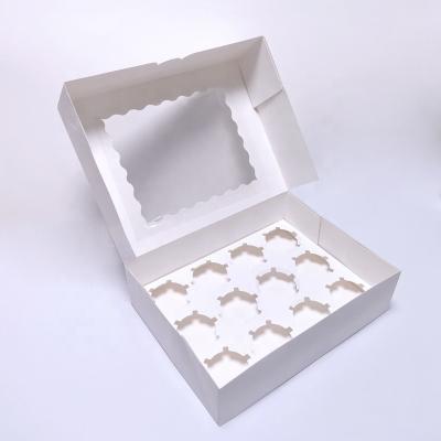 China Eco Recyclable Customized High Quality White Kraft Paper Cupcake Boxes With Window for sale