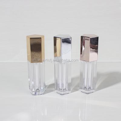 China Elegant Empty Square Lip Gloss Tube 3 Color Clear Lip Gloss Container For Make Up Lip Stain for sale