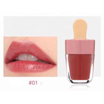 China 2019 Customs Private Label Waterproof Matte Liquid Lipstick Vegan Long Lasting Lip Gloss With Ice Cream Packaging Tubes for sale