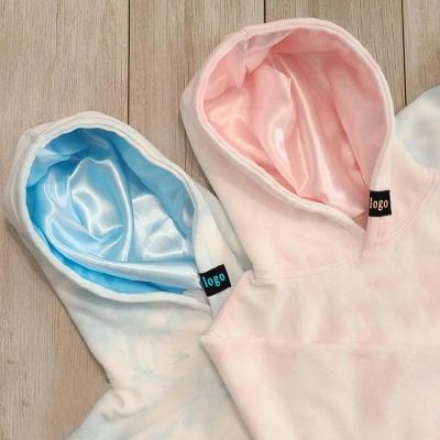 China Custom anti-shrink tie dye logo loose cotton sweatshirt satin striped hoodie for men for sale