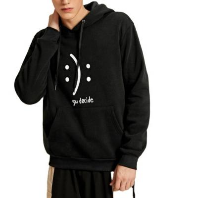 China Hot Sale New Design Anti-wrinkle Preppy Hoodie Black Types Letter Print Drawstring Men's Stylish Long Sleeve Hoodies For Men for sale