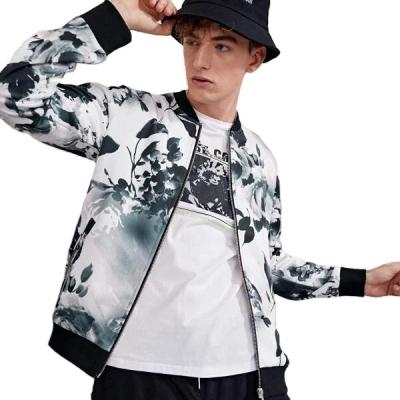 China 2021 Latest Design Good Quality QUICK DRY Types Flower All Over Print Zip Up Bomber Jacket Mens Jackets for sale