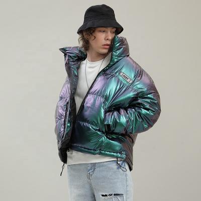 China OEM Backing Glare Breathable Custom Color Logo Nylon Personality Glossy Warm Outdoor Plus Size Winter Mens Stripper Down Jackets For Man for sale