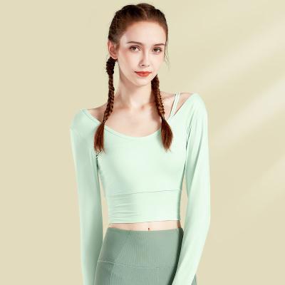 China New Sustainable Yoga Wear Women's Short Sleeve Autumn Professional Sports Long Jacket Fitness Training Wear for sale