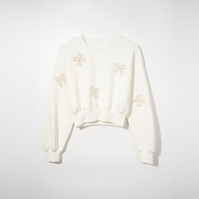 China Autumn And Winter New Korean Viable Style Pearl Bow Sweater Cute Sweet And Cool Rhinestone Women for sale