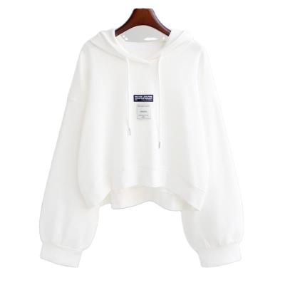 China New Viable Hot Korean Style Loose Spring And Autumn Thin Coat Top Women's Short Hooded Sweater for sale