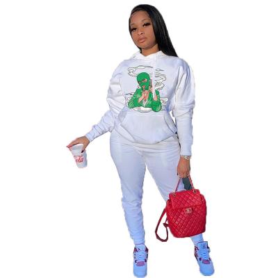 China Autumn and winter new women's clothing suit viable European and American printed casual two-piece sweater for sale
