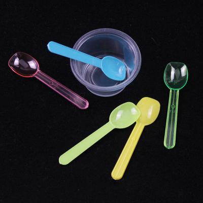 China Disposable/Colorful Color and Customized Logo Printing Disposable Wrapped Plastic Cutlery Sample Scoop Ice Cream Spoon for sale