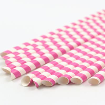 China Eco-Friendly Traditional 8.5 Inch Disposable Paper Party Straw Pink And White Supply for sale