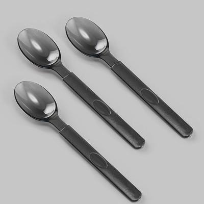 China Disposable Deluxe Black Cutlery Disposable Eco-Friendly Stocked PS Spoon Heavy Duty 8.2g for sale