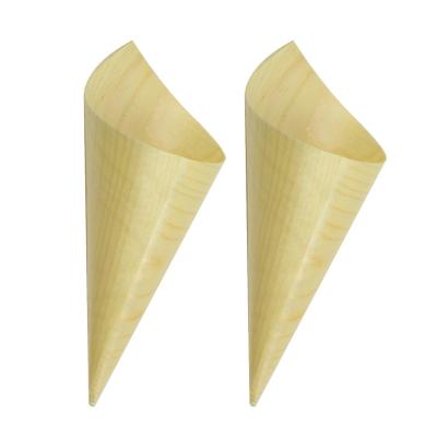 China Viable factory direct disposable wooden ice cream cone sushi cone snack cone for sale