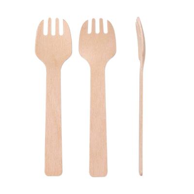 China Eco - Friendly Disposable Cutlery 105mm Disposable Wooden Spork For Dessert for sale