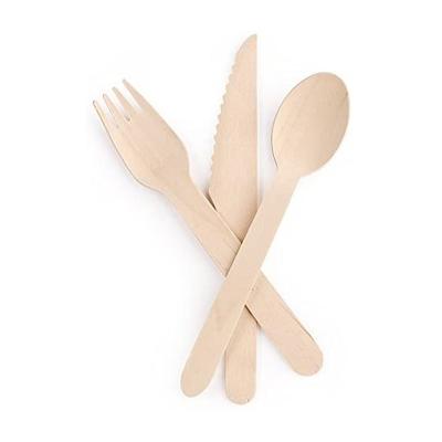 China Eco Supply Disposable Professional Disposable Knife Spoon Fork Wooden Cutlery Set for sale