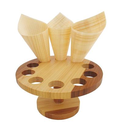 China Eco-friendly Custom Biodegradable Disposable Wooden Cone For Dessert for sale