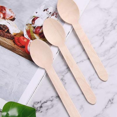 China OEM Disposable/Compostable/Eco-Friendly Disposable Smooth Birch 160MM Eco-Friendly Wooden Spoon For Kids for sale