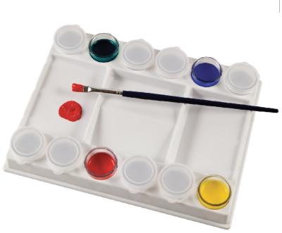 China Gouache 12 Grid Plastic Palette And Storage Cup Set With Art Paint Box And Pot Paint for sale