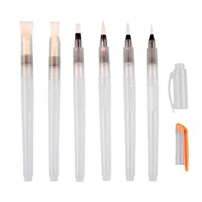 China 6pcs Solid Watercolor Sets Art Paint Brushes Solid Watercolor Round and Flat Pen, Professional Large Capacity Water Storage Brush Painting Pen for sale