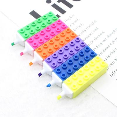 China Office & Promotional School Markers Building Block Shape Highlighter Bar Bricks Shaped Highlighter, Building Pen For Kids for sale