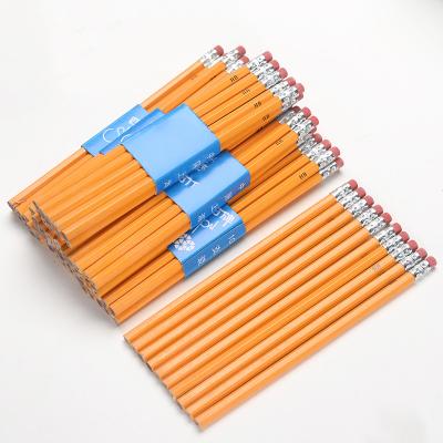 China Office & School Pencil Customized Logo 7 Inch Hexagonal Yellow Poplar Wood HB Pencil With Eraser For Office And School for sale