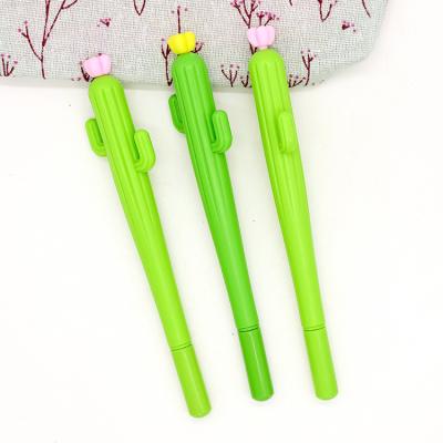 China Wholesale Natural Cute Creative Rubber Gel Pen Cactus Signature Gel Pen For Promotional for sale