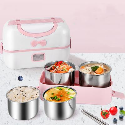 China One Touch Tool Food Storage Warmer Stainless Steel Detachable Container Portable Electric Heating Lunch Box for sale