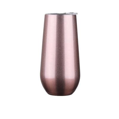 China 6oz Stainless Steel Wine Tumblers Vacuum Water Beer Cups Double Wall Insulated Sustainable Egg Shape Water Mugs for sale