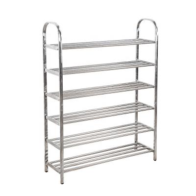 China Adjustable Tiers (Height) Stainless Steel Shoe Rack 3/4/5 Layer New Metal Over Door Shoe Rack Cabinet Furniture for sale