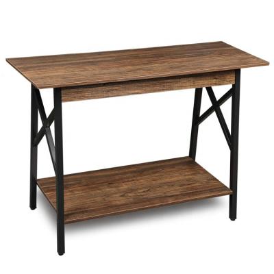 China Modern industrial wood and metal hallway console table with drawer and storage shelf for living room for sale