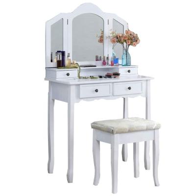 China Modern White Wooden Makeup Table Makeup Table Set With Mirror For Home for sale