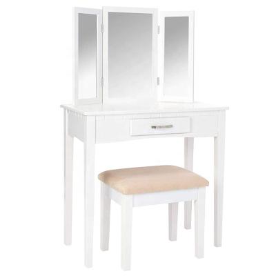 China Modern Bedroom Furniture Furnishing Set Vanity Table With Stool In White for sale