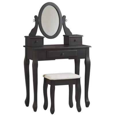 China Wholesale Modern Vanity Makeup Table In Black With Stool for sale