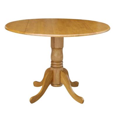 China (Other) Modern Solid Wood Adjustable Round Double Drop Leaf Ped Table in Brown for Dining Room for sale