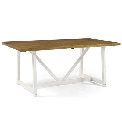 China Rustic Wood Kitchen Table (Other) Adjustable Modern Farmhouse Dining Room in White and Brown for sale