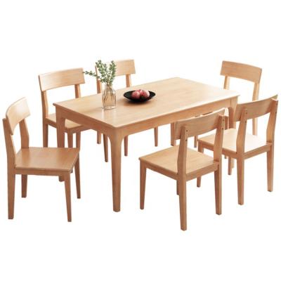 China Modern Natural Solid Wood Dining Table Set (Other) Adjustable Dining Room Furniture With 6 Chairs for sale