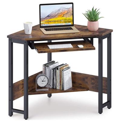 China Small modern home vintage corner desk for workstation with tray and storage shelves for sale