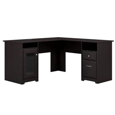 China Modern modern wooden computer desk table for work with storage drawers in black for sale