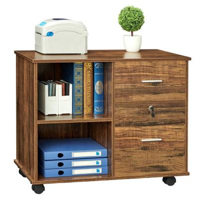 China Modern factory wholesale wooden file storage cabinet with open shelves with wheels for office for sale