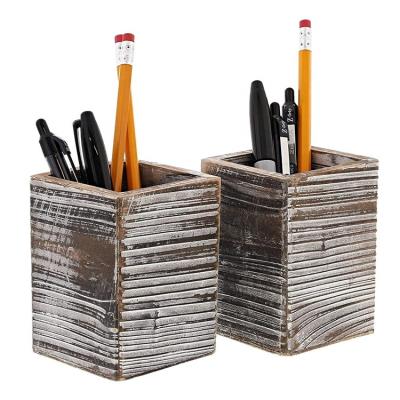 China Vintage Rustic Wooden Desk Pencil Holder for sale