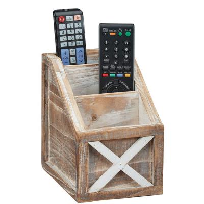 China Antique Rustic Vintage Desk Wooden Remote Cart Organizer for sale