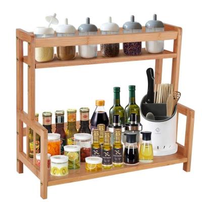 China Sustainable Kitchen Organizer Countertop Bamboo Spice Rack for sale