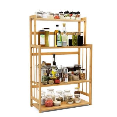 China Sustainable Bamboo Spice Bottle Jars Rack Rack With Adjustable Shelf For Kitchen for sale