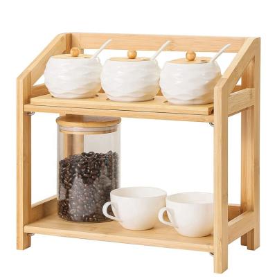 China Sustainable Standing Bamboo Kitchen 2-Tier Spice Rack Organizer For Countertop for sale