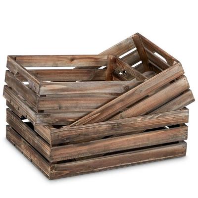 China Stocked Customized Wholesale Rustic Wooden Nesting Crates With Handles for sale